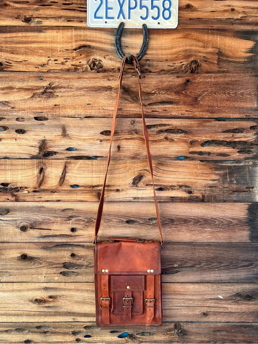 VINTAGE | Brown Leather Crossbody Messenger Bag Satchel
